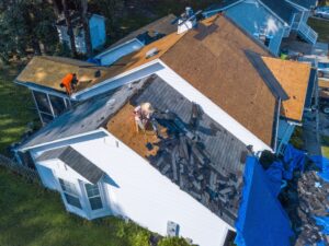 Roof Replacement in Progress on a Residential Home in Maryland